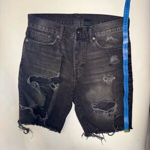 &Denim distressed Black Jean Shorts.